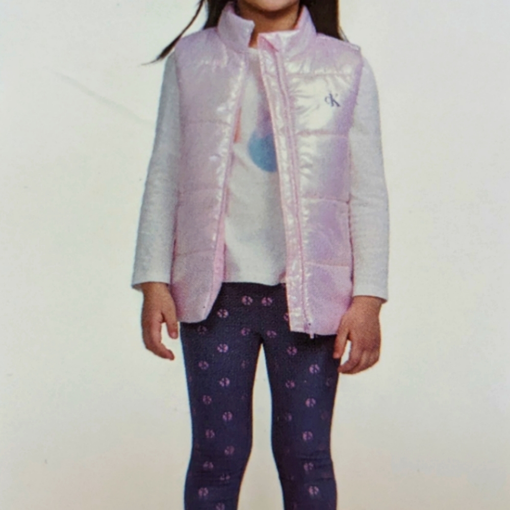 NEW with tags Girl's Calvin Klein Puffer Jacket /Puff Sleeve Shirt /Legging Set